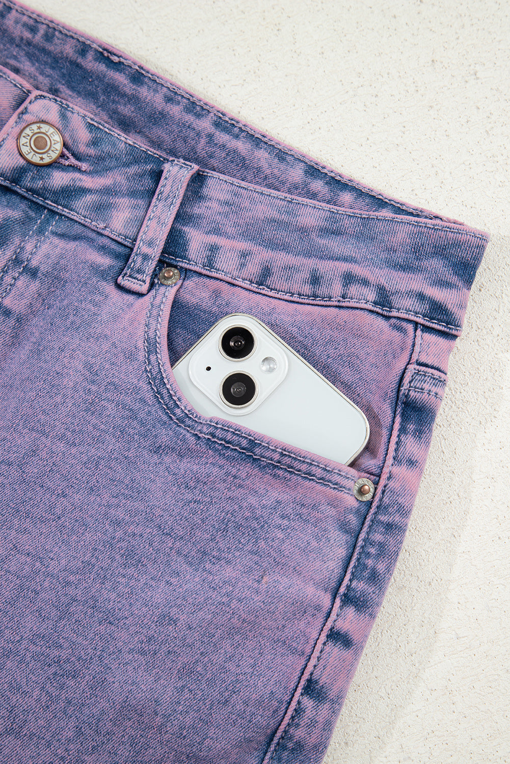 Orchid Petal Vintage Wash Frayed Hem Ankle-length Jeans