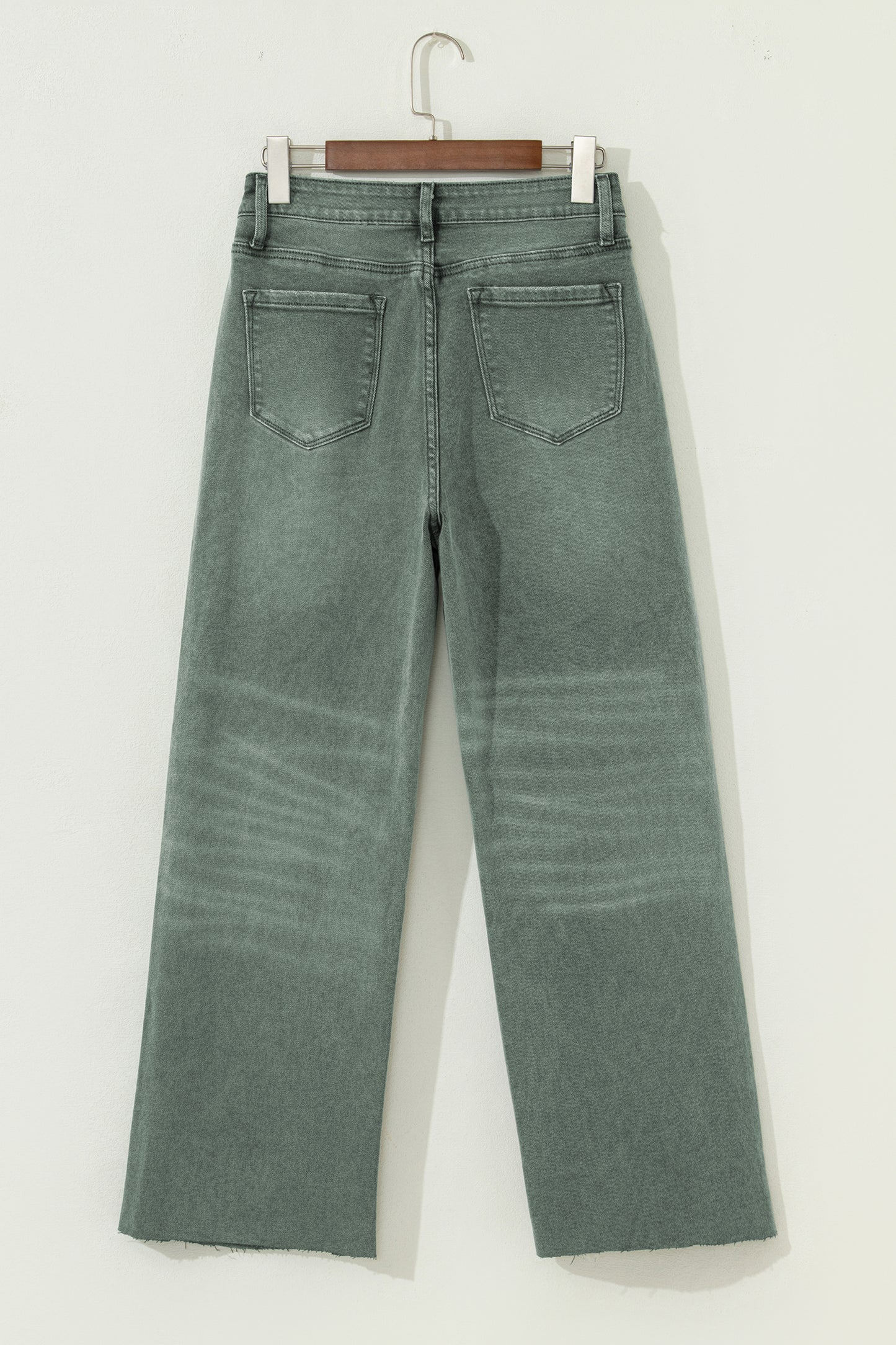 Four Leaf Clover Slight Distressed Raw Edge Wide Leg Jeans