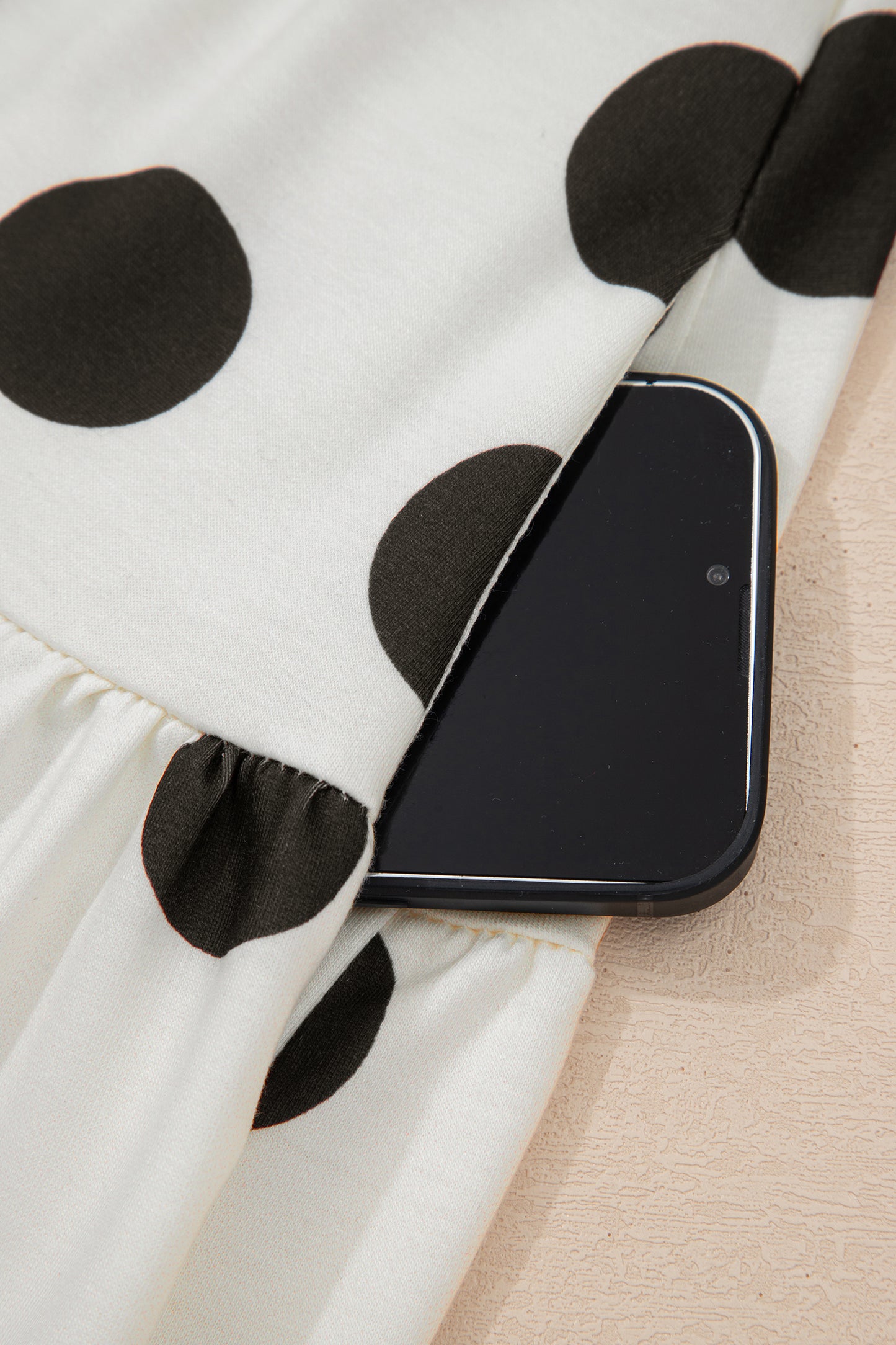 Pink Polka Dot Printed Long Sleeve Flared Mini Dress