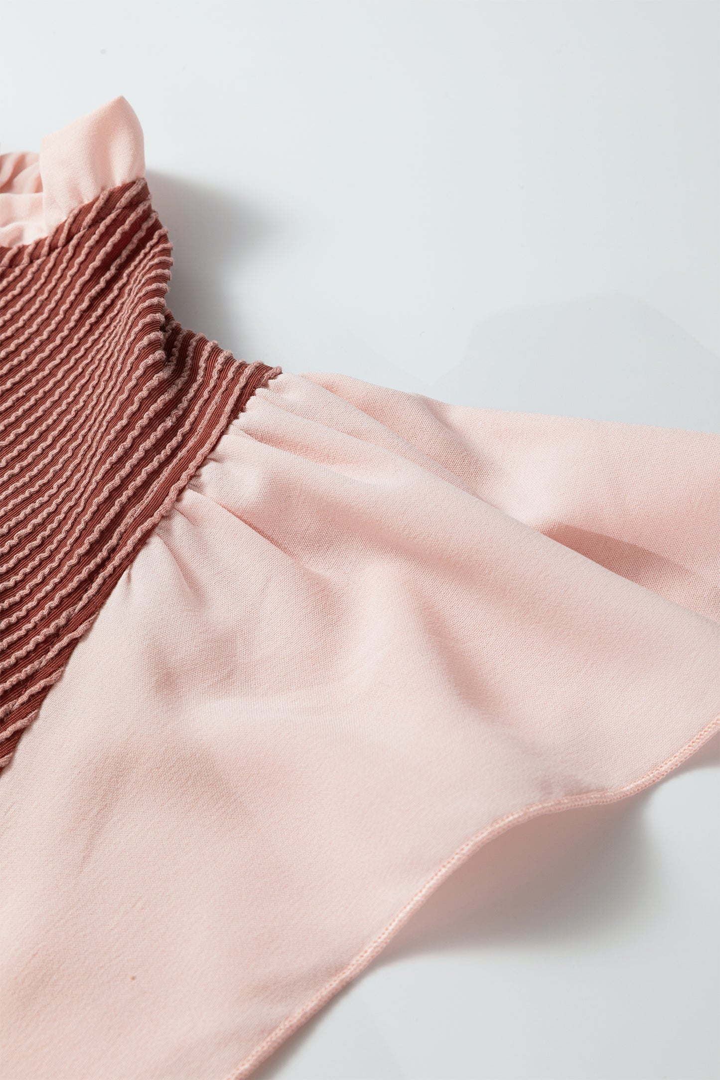 Black Plus Size Contrast Frilled Neckline Ruffled Short Sleeve Ribbed Textured Blouse