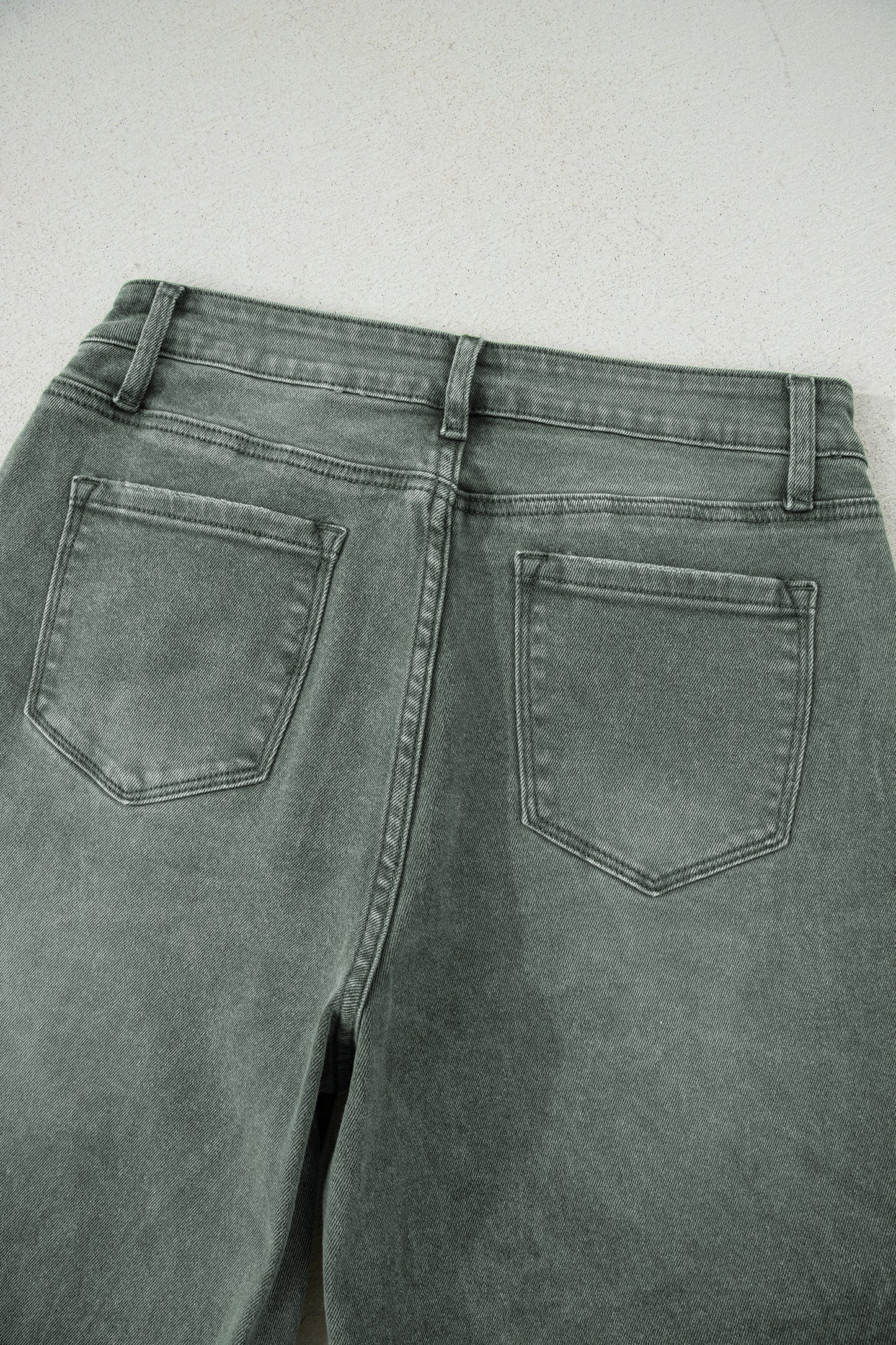 Four Leaf Clover Slight Distressed Raw Edge Wide Leg Jeans