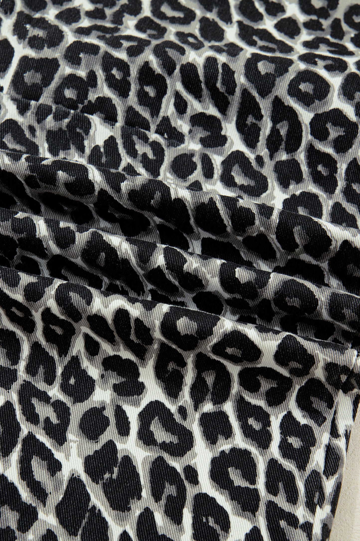 Black Leopard Print Barrel Jeans