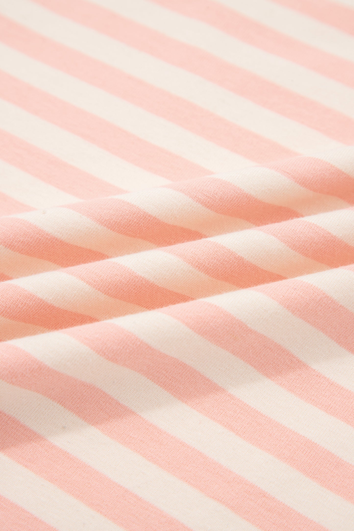 Pink Stripe Contrast Neck Loose Tee and Drawstring Shorts Set